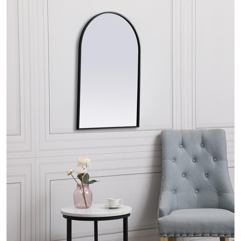 Metal Frame Arch Mirror 24x36 Inch in Black. Picture 4