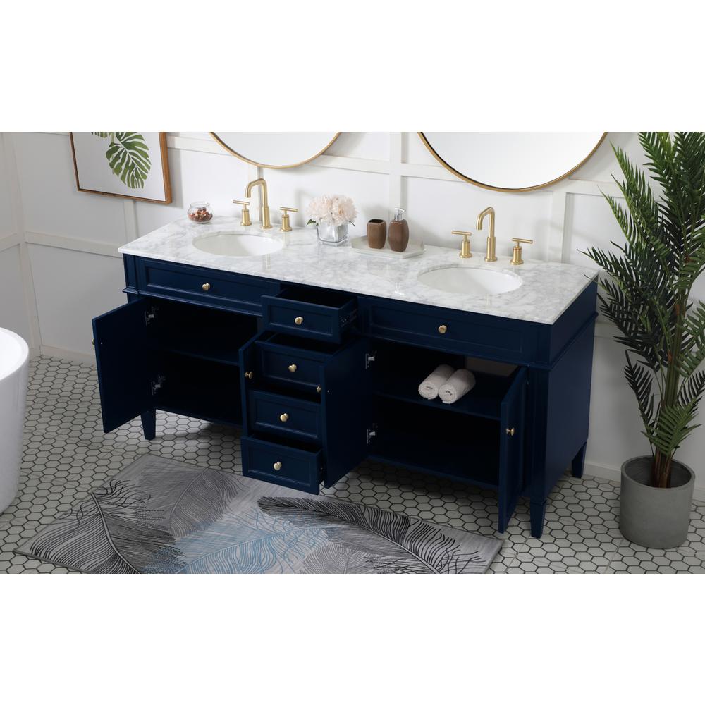 72 inch double bathroom vanity in blue. Picture 3