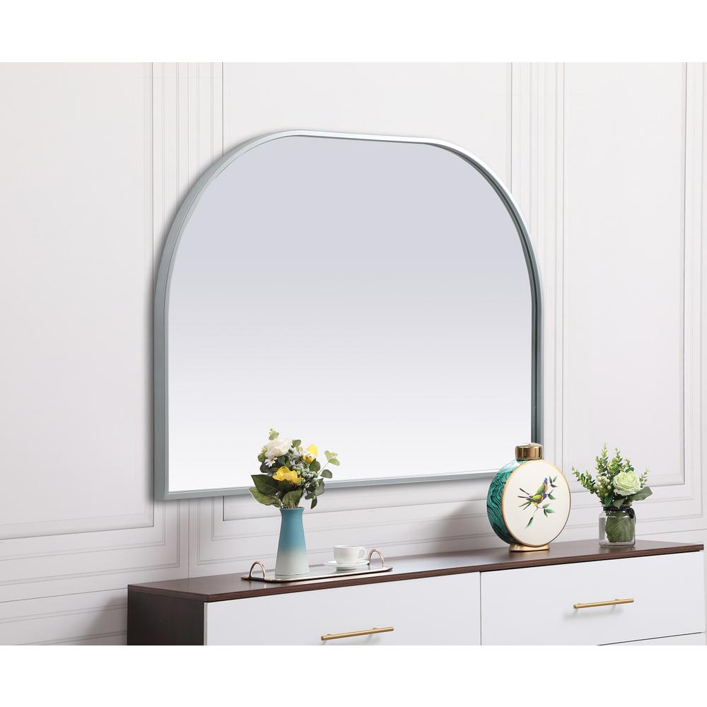Metal Frame Arch Mirror 36x24 Inch in Silver. Picture 4