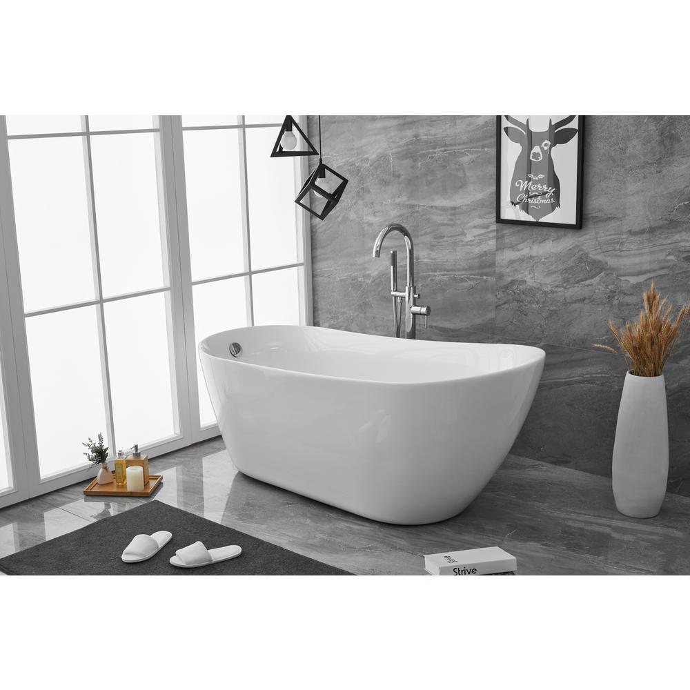 67 inch soaking Single slipper bathtub in glossy white. Picture 3