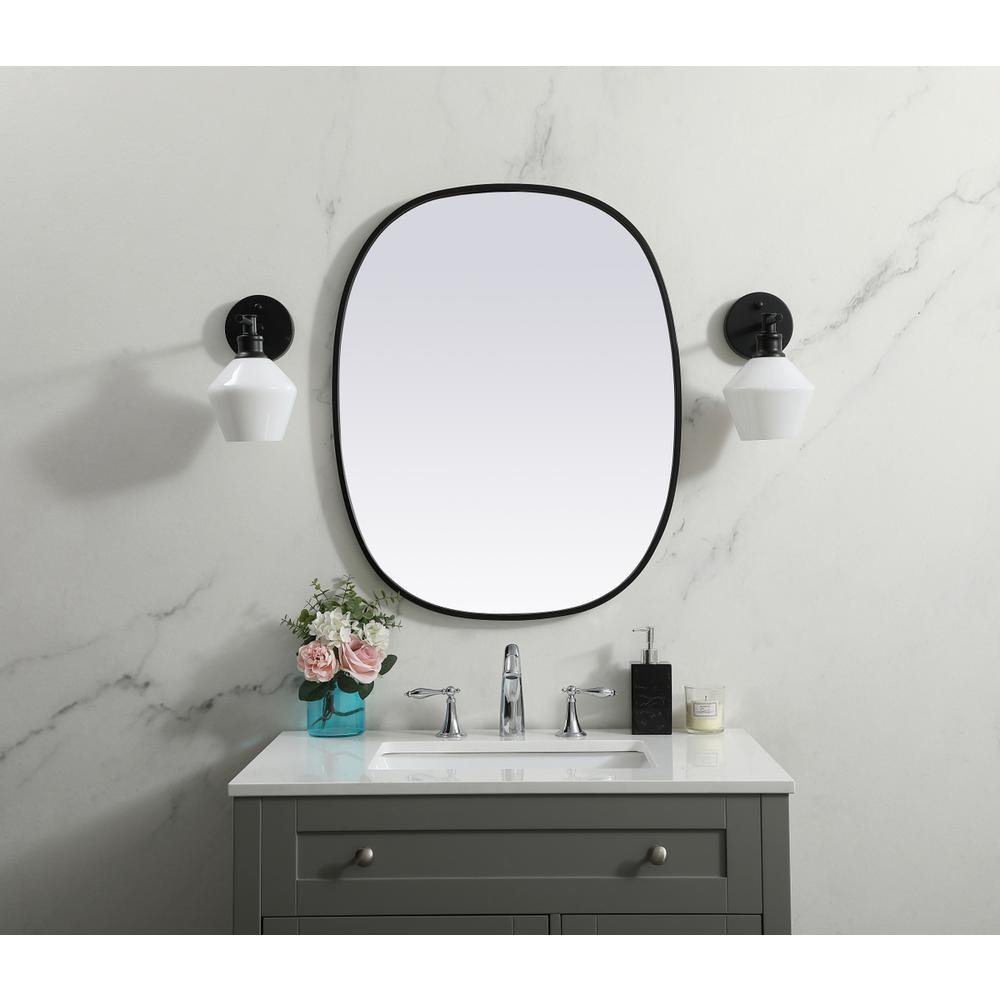 Metal Frame Oval Mirror 24x30 Inch in Black. Picture 11