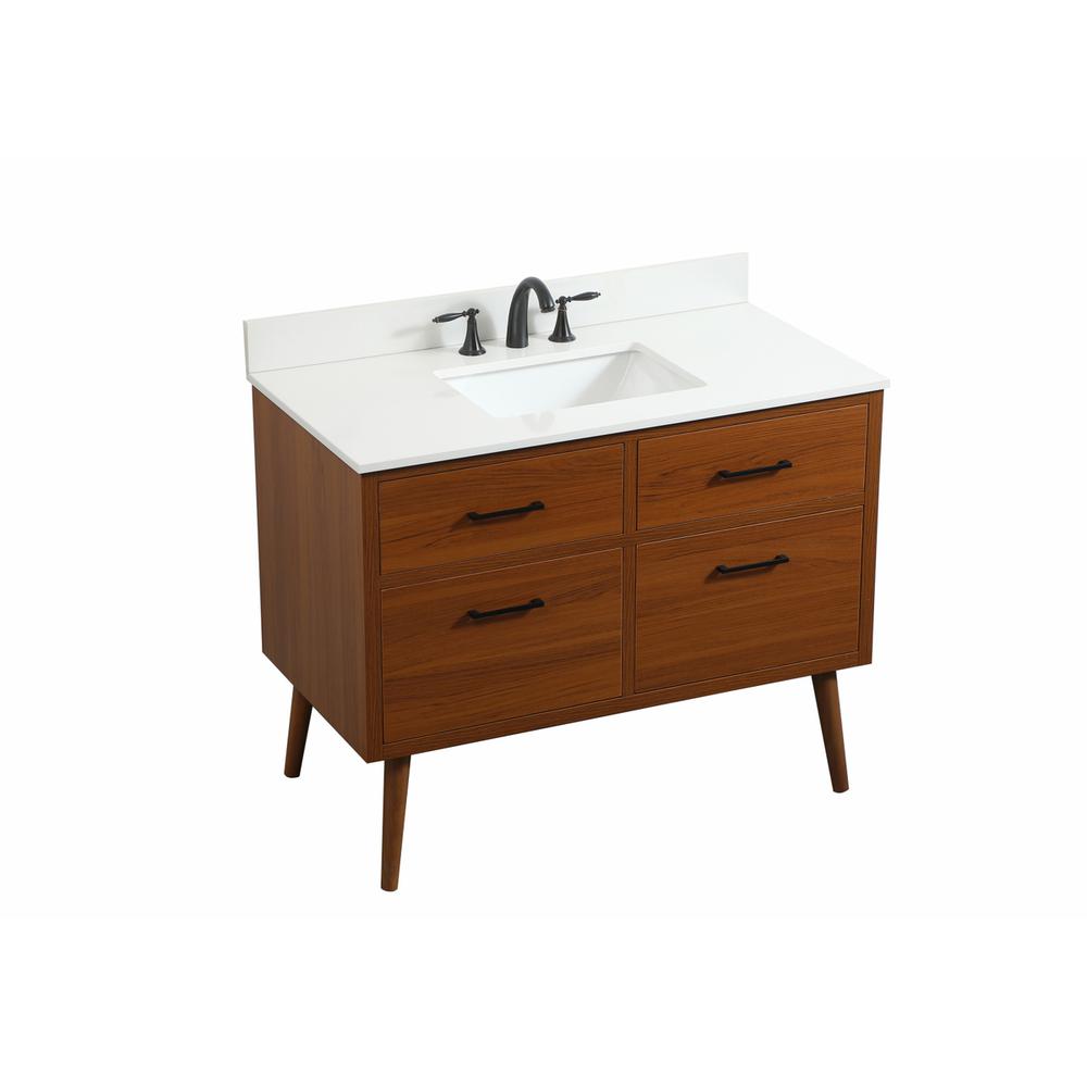 42 inch Single bathroom vanity in teak with backsplash. Picture 8