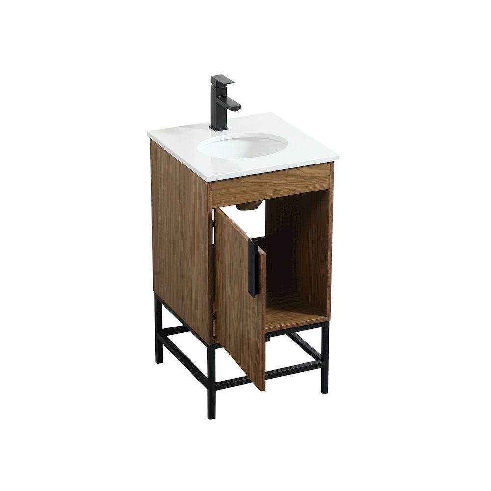 18 Inch Single Bathroom Vanity In Walnut Brown. Picture 10