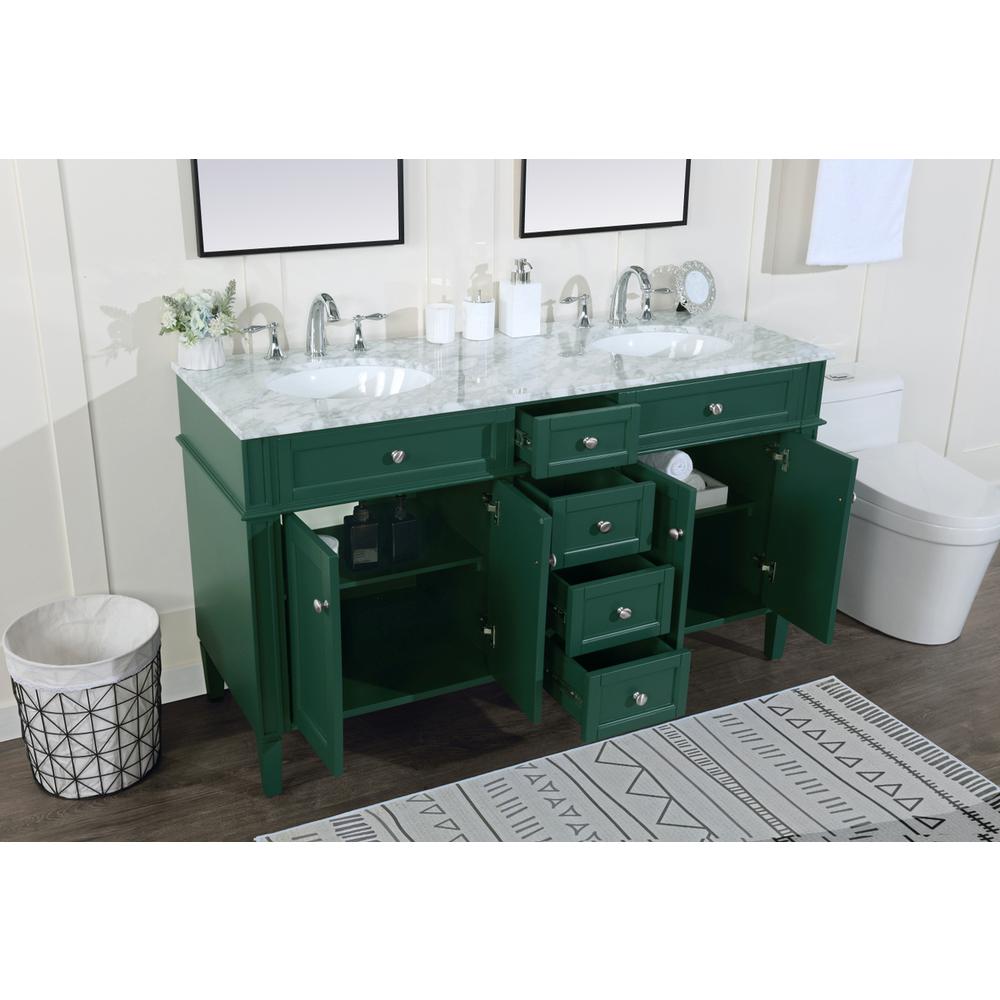 60 inch double bathroom vanity in green. Picture 3