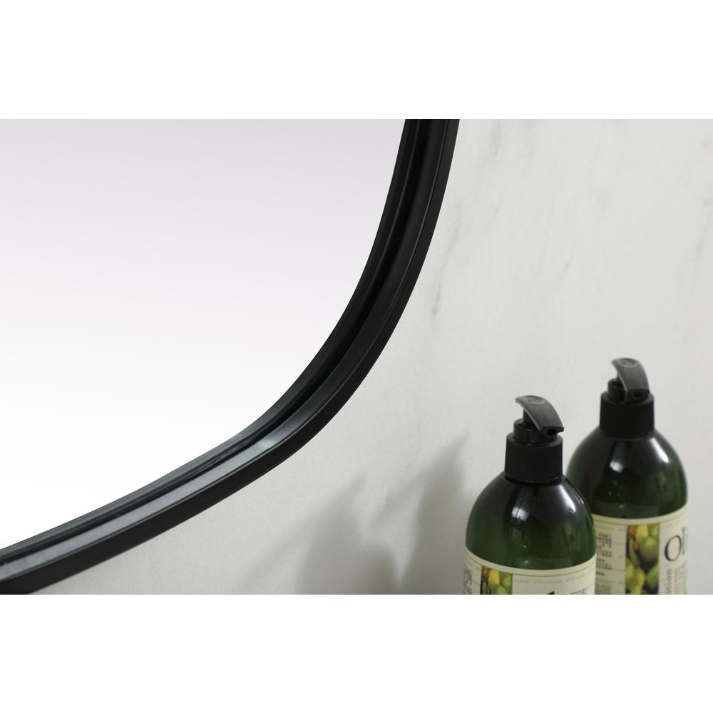 Metal Frame Oval Mirror 24x40 Inch in Black. Picture 6