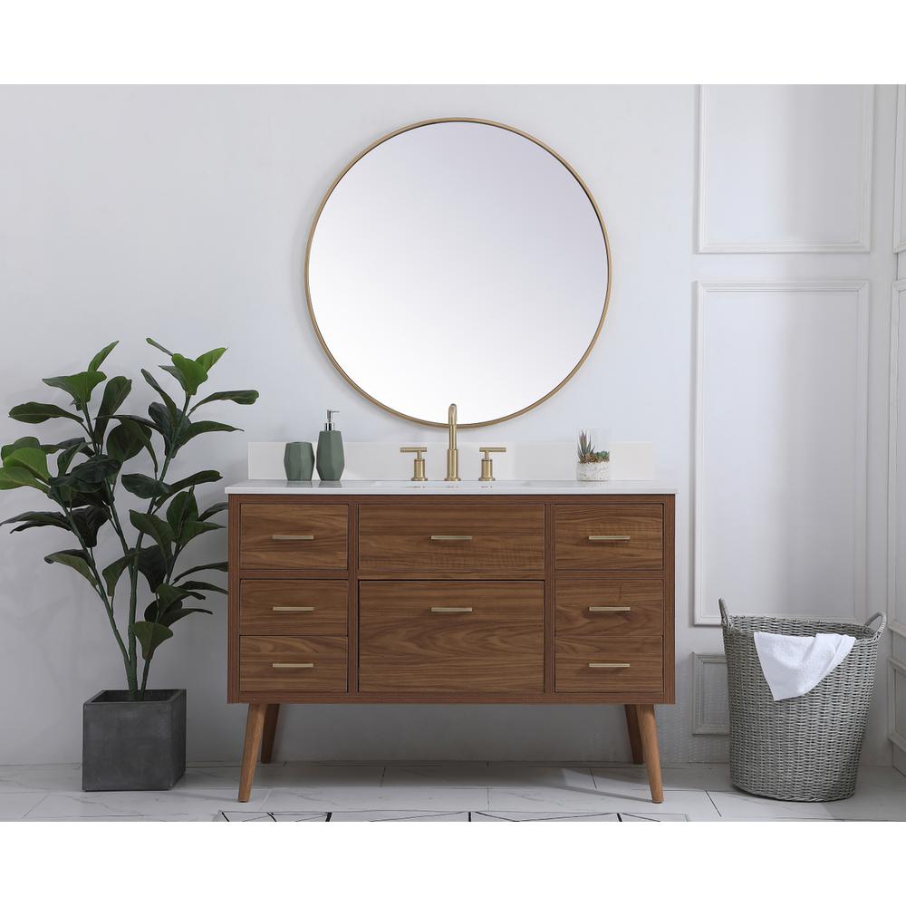 48 inch bathroom Vanity in Walnut Brown with Backsplash. Picture 4