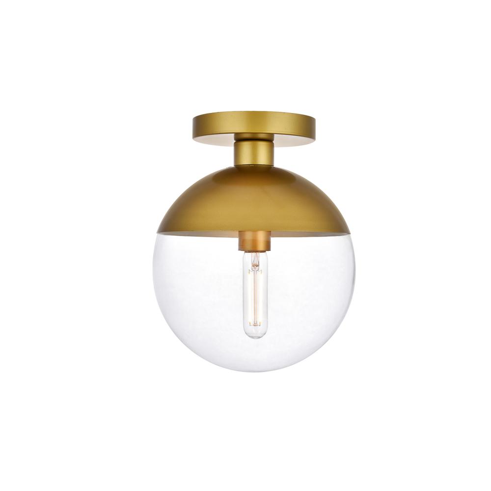 Eclipse 1 Light Brass Flush Mount With Clear Glass. Picture 1