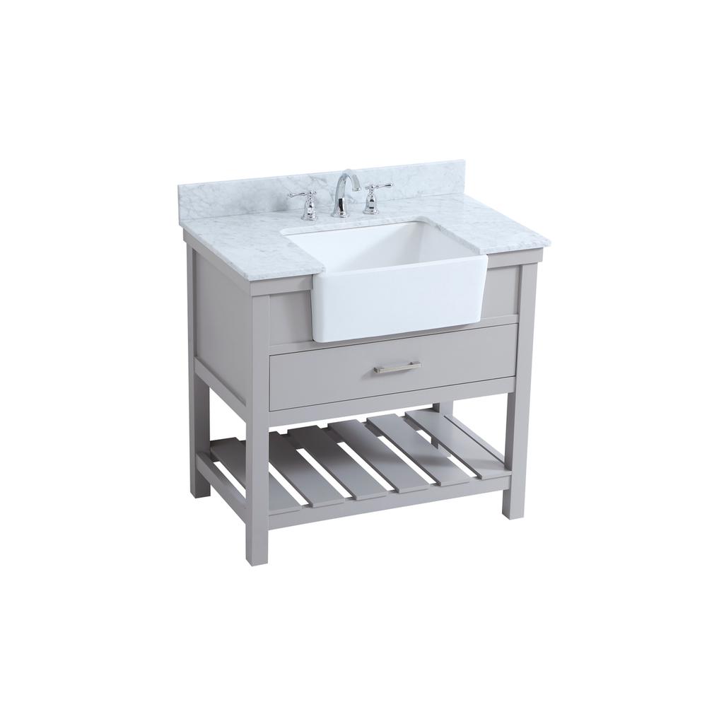 36 inch Single bathroom vanity in grey with backsplash. Picture 8
