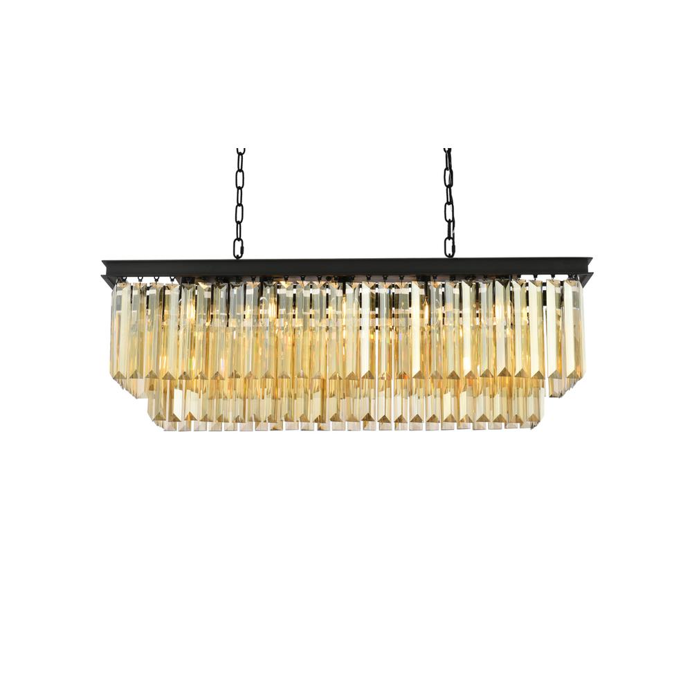 Sydney 12 light Matte Black Chandelier Golden Teak (Smoky) Royal Cut Crystal. Picture 2