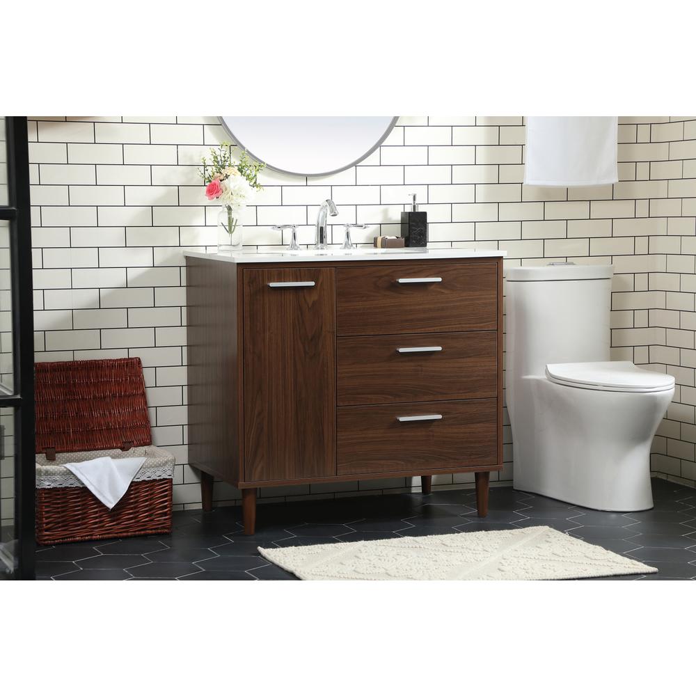 36 inch bathroom vanity in Walnut. Picture 2