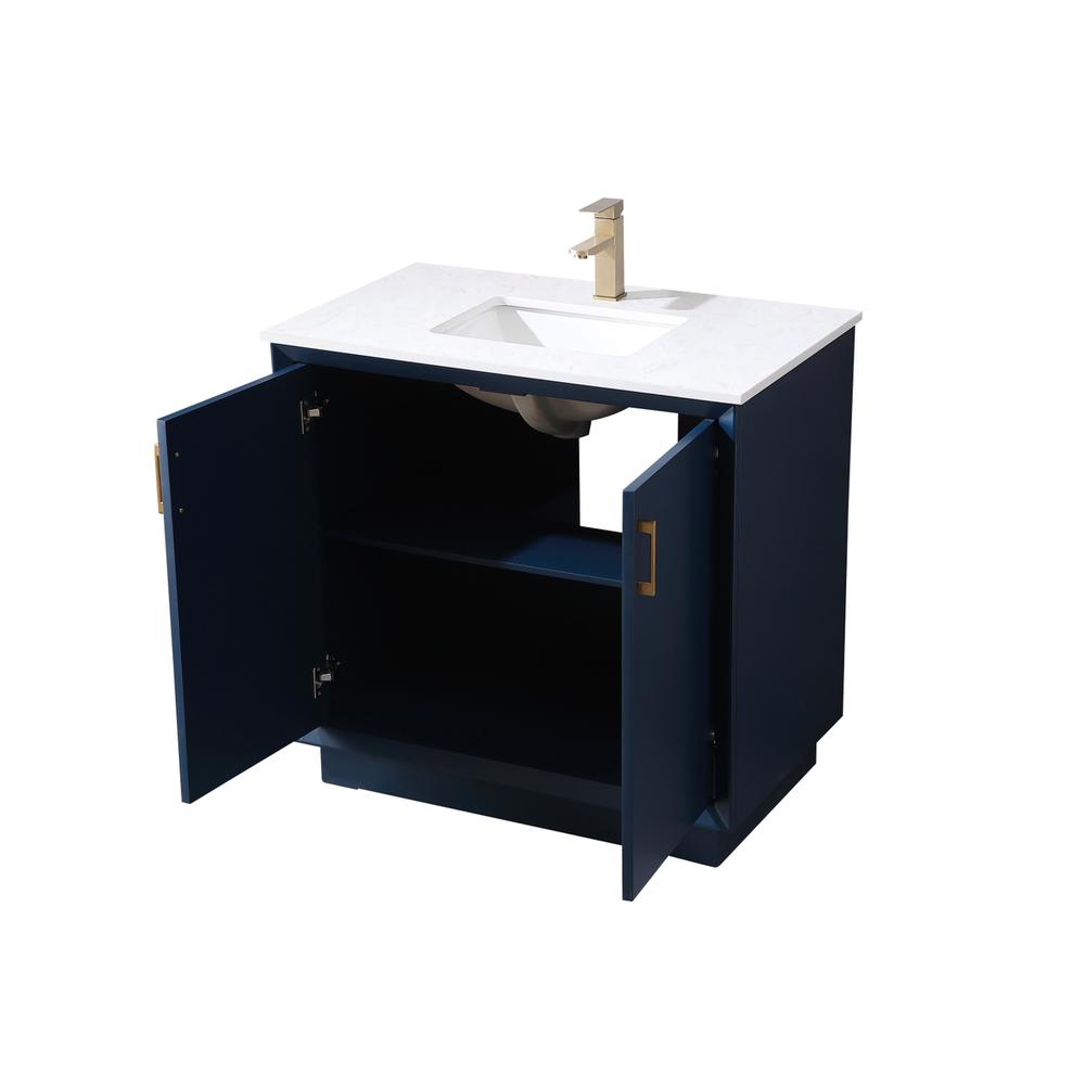 36 Inch SIngle Bathroom Vanity In Blue. Picture 9