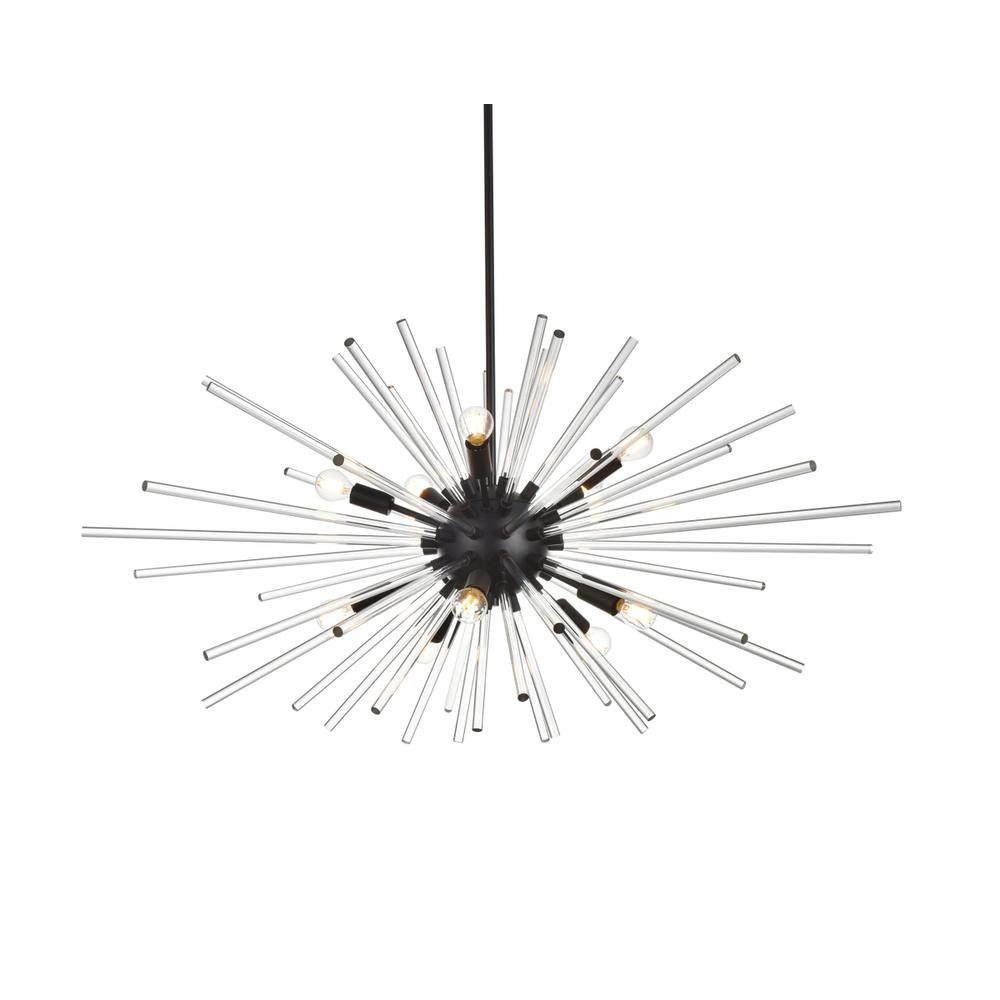 Sienna 46 inch crystal rod pendant in black. Picture 2