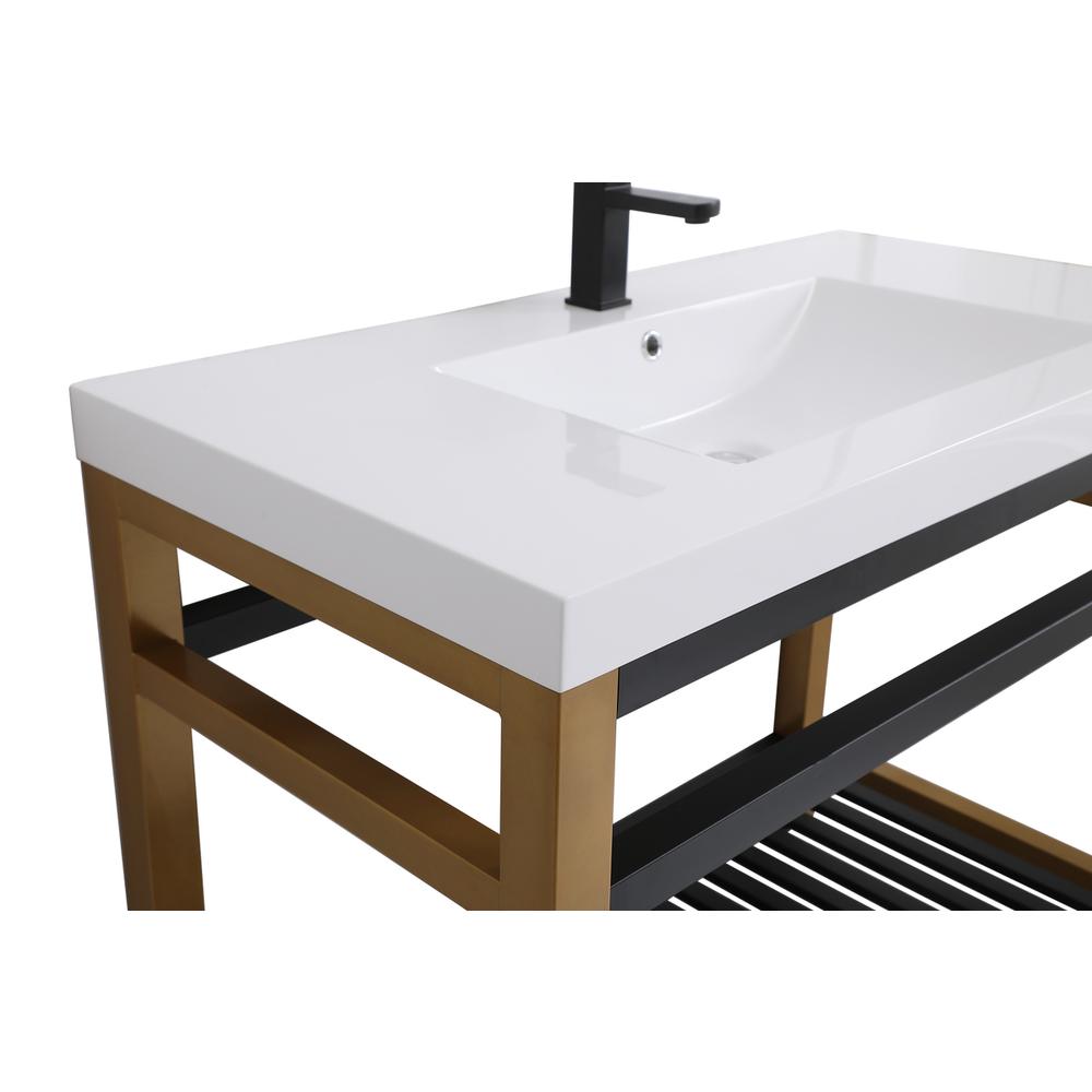 42 inch Single Bathroom Metal Vanity in Golden Black. Picture 9