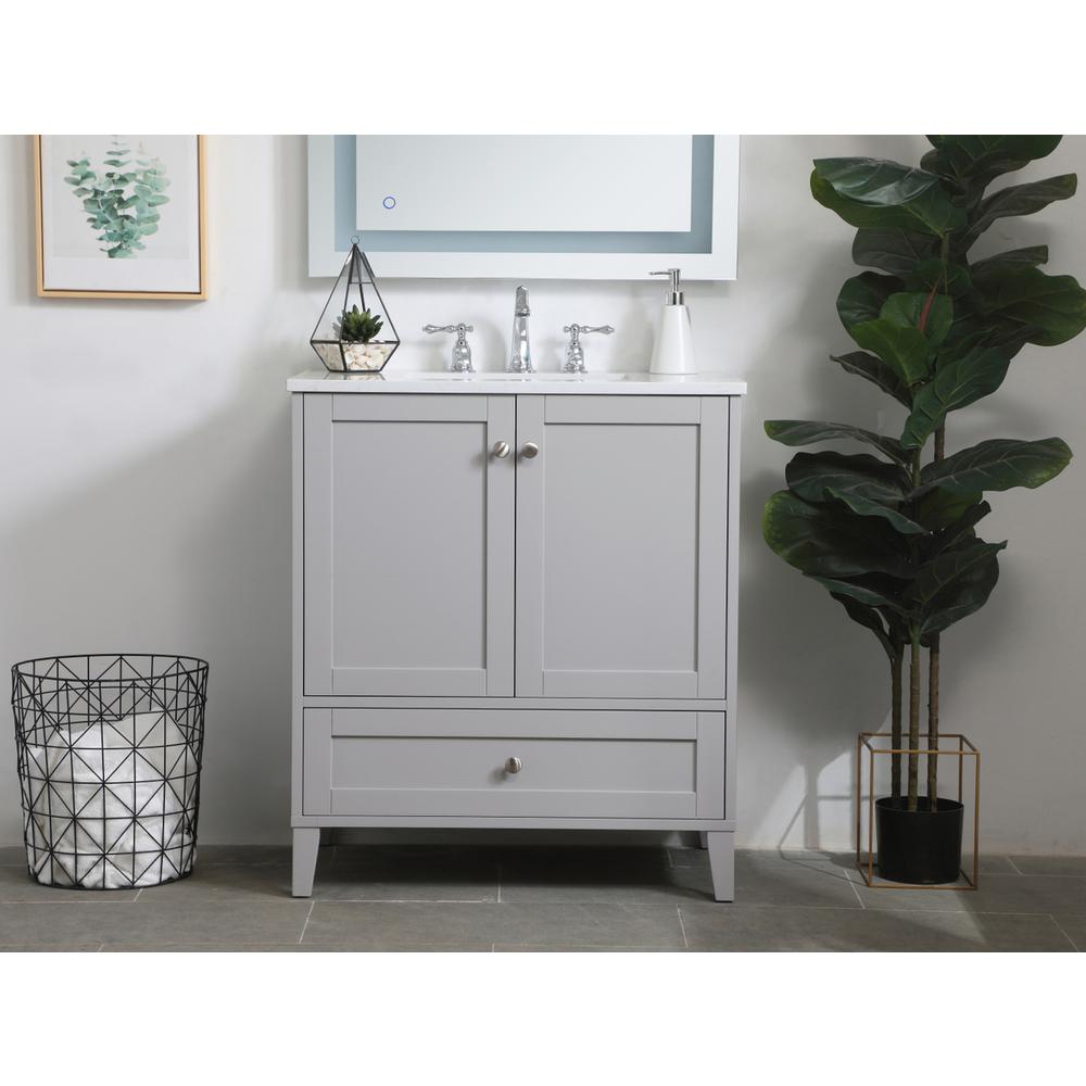 30 inch Single Bathroom Vanity in Grey. Picture 14