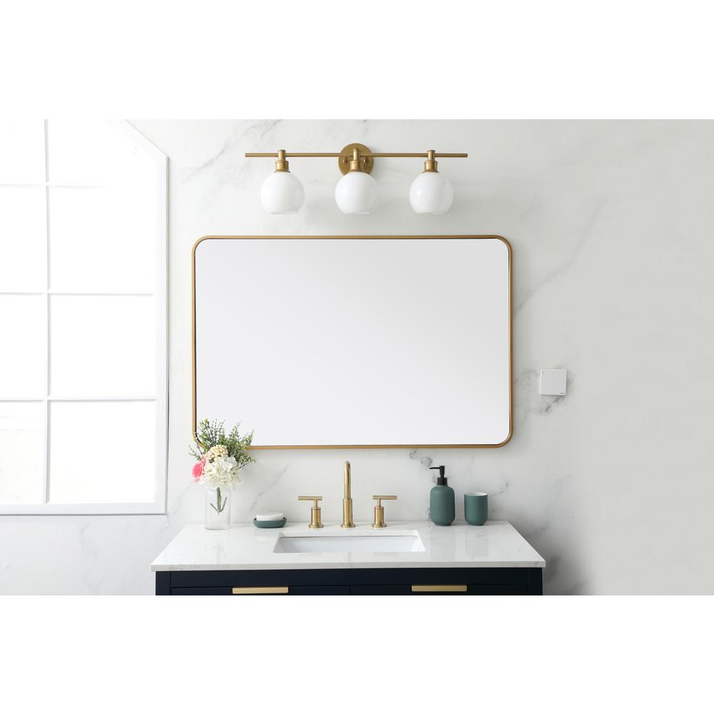 Soft corner metal rectangular mirror 28x42 inch in Brass. Picture 9