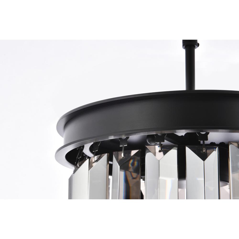 Sydney 3 light Matte Black Pendant Silver Shade (Grey) Royal Cut Crystal. Picture 4