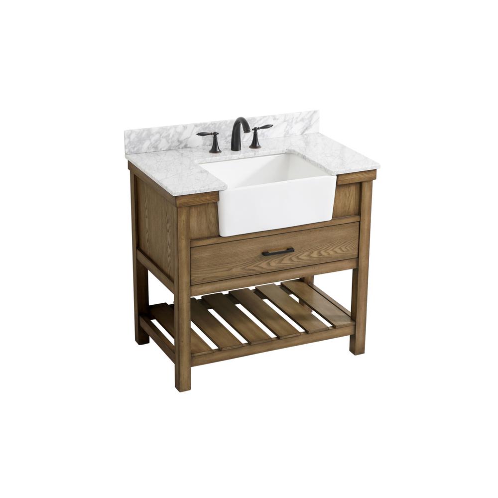 36 inch Single bathroom vanity in driftwood with backsplash. Picture 8