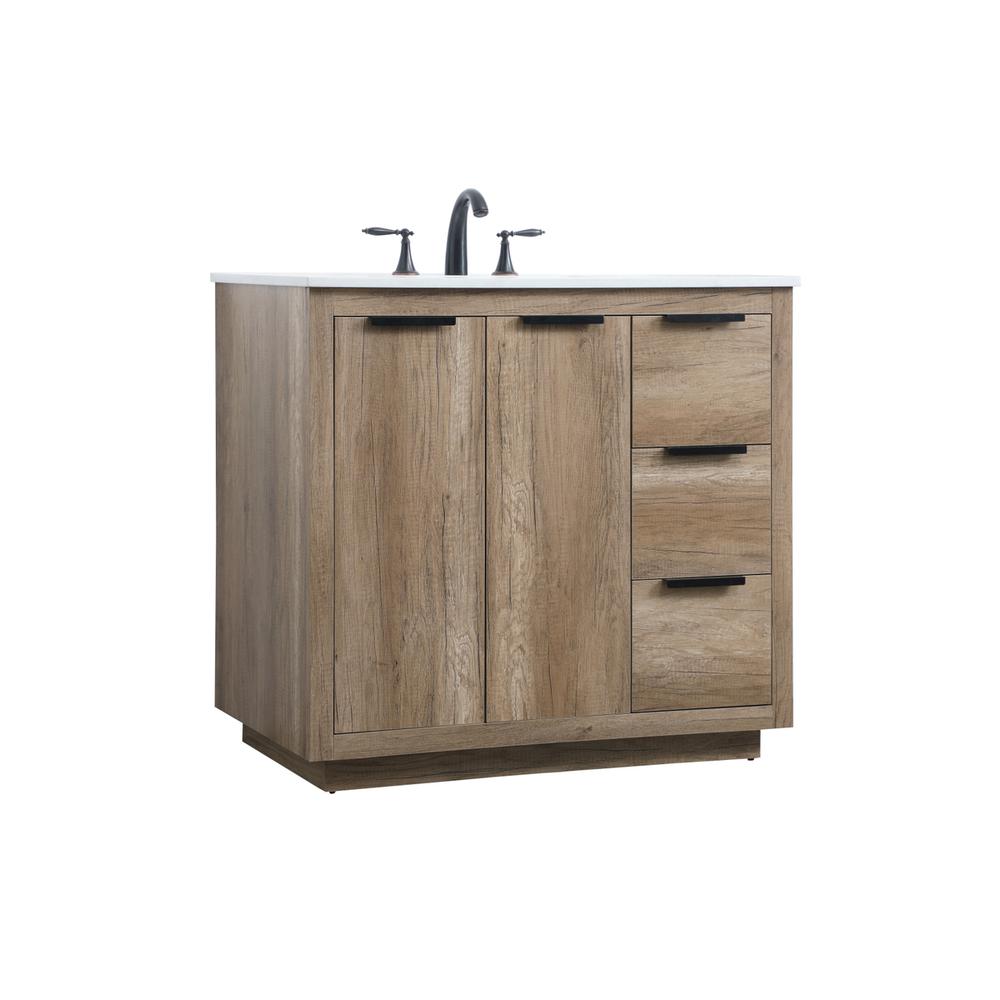 36 Inch SIngle Bathroom Vanity In Natural Oak. Picture 7