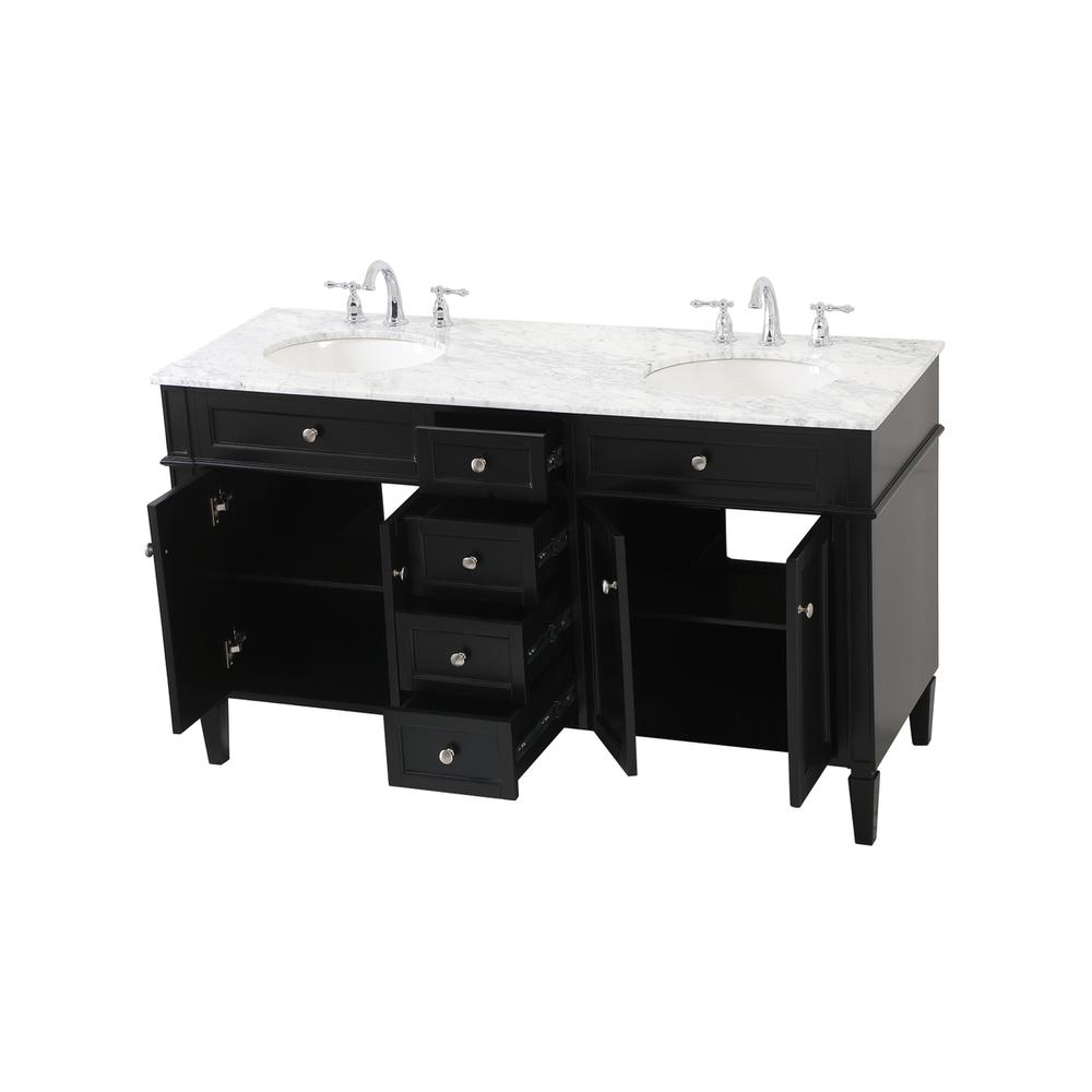 60 inch double bathroom vanity in Black. Picture 9