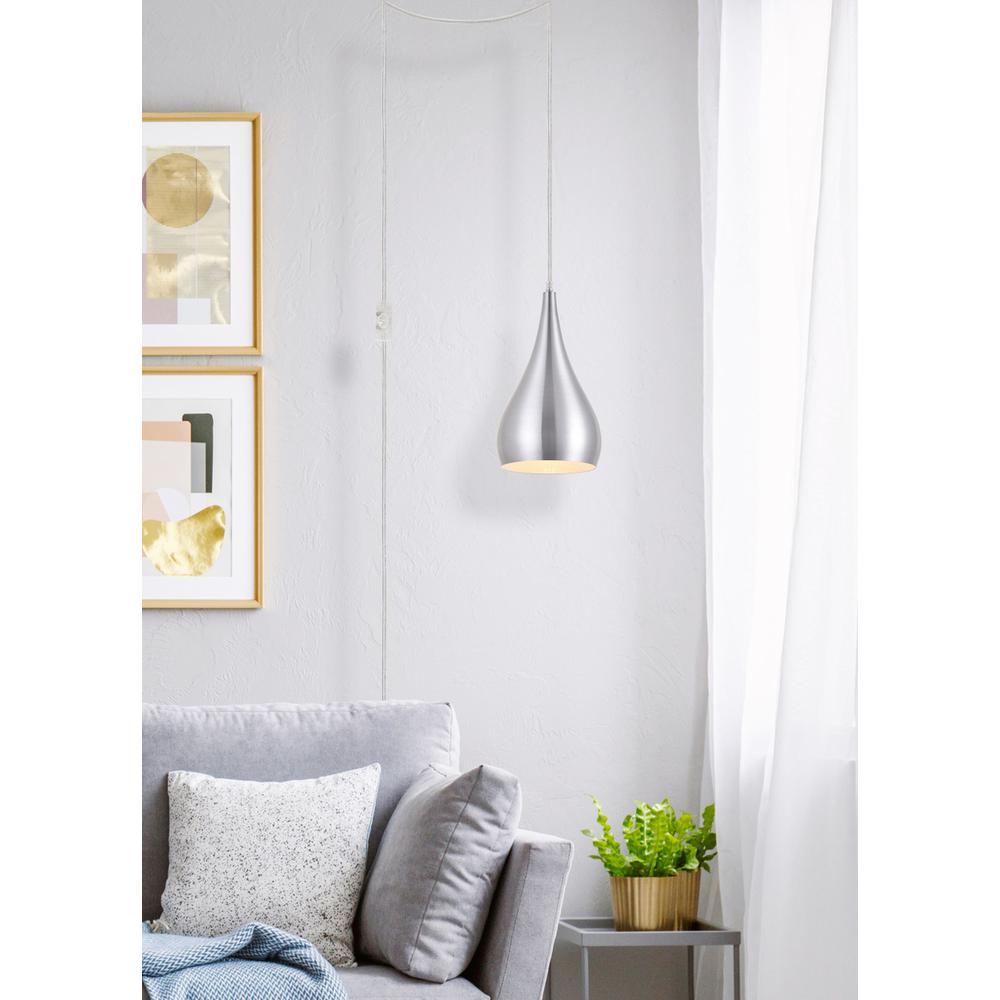 Nora 1 Light Burnished nickel plug-in pendant. Picture 5