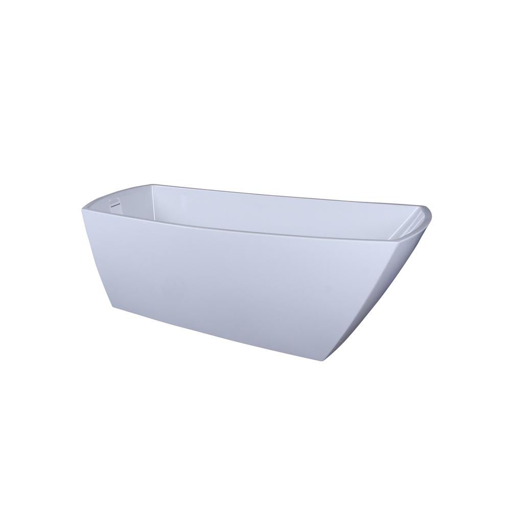 72 inch soaking single slipper rectangular bathtub in glossy white. Picture 7