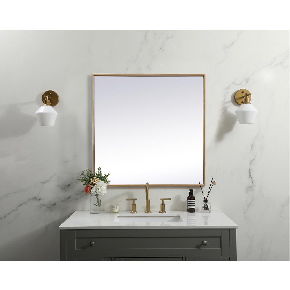 Metal Frame Square Mirror 24 inch in Brass. Picture 9