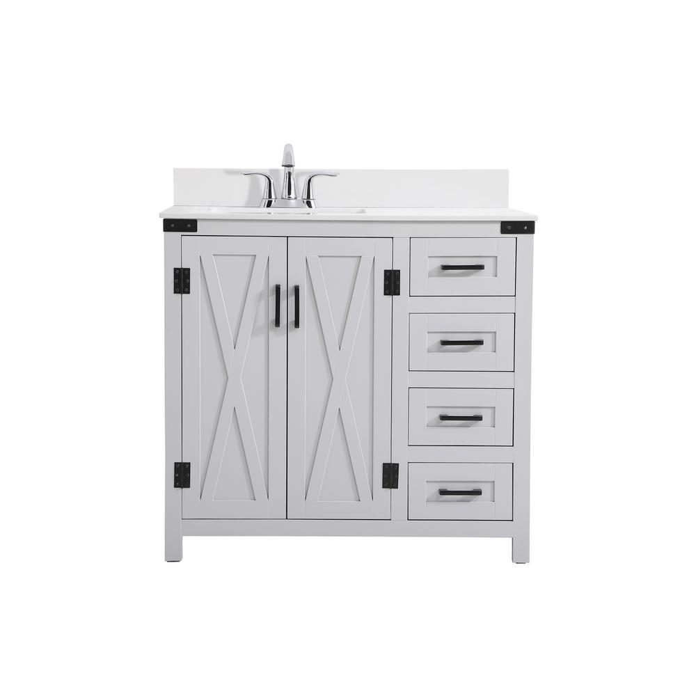 36 inch bathroom Vanity in Grey with Backsplash. Picture 1