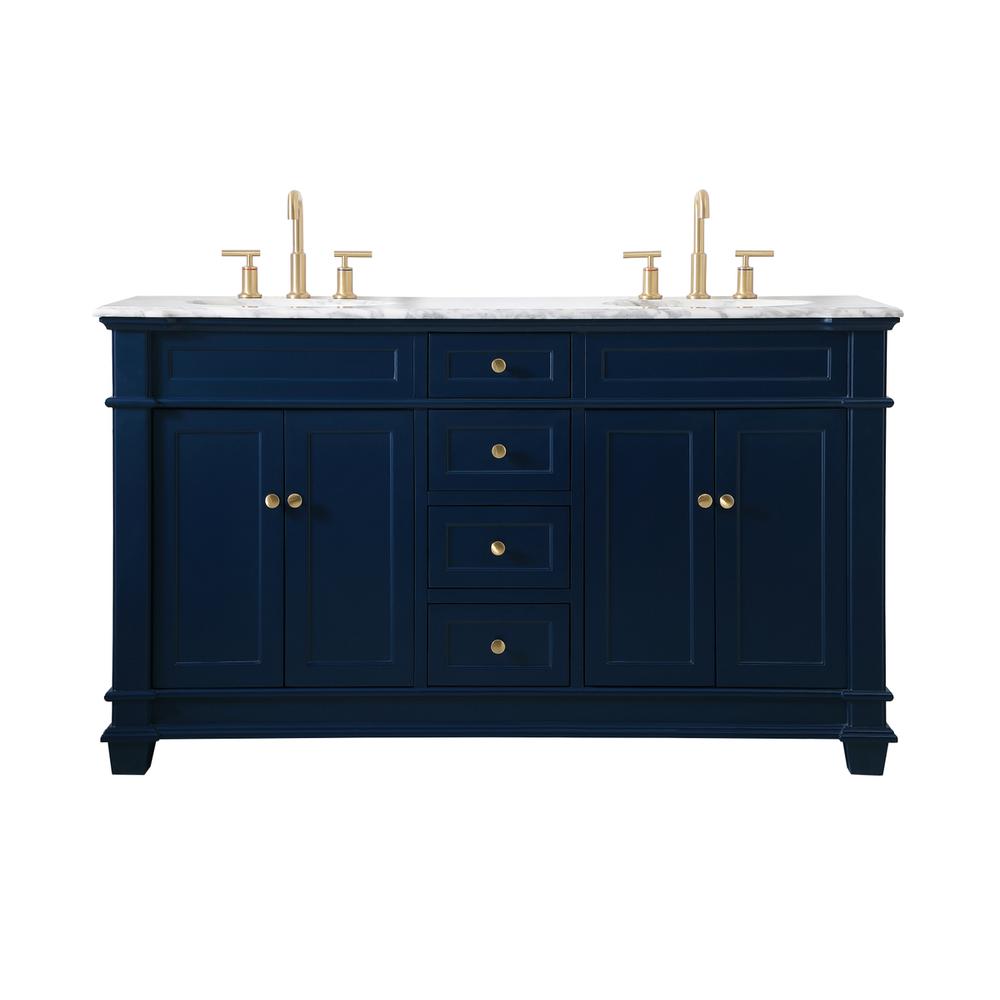 60 inch Double Bathroom Vanity set in Blue. Picture 1