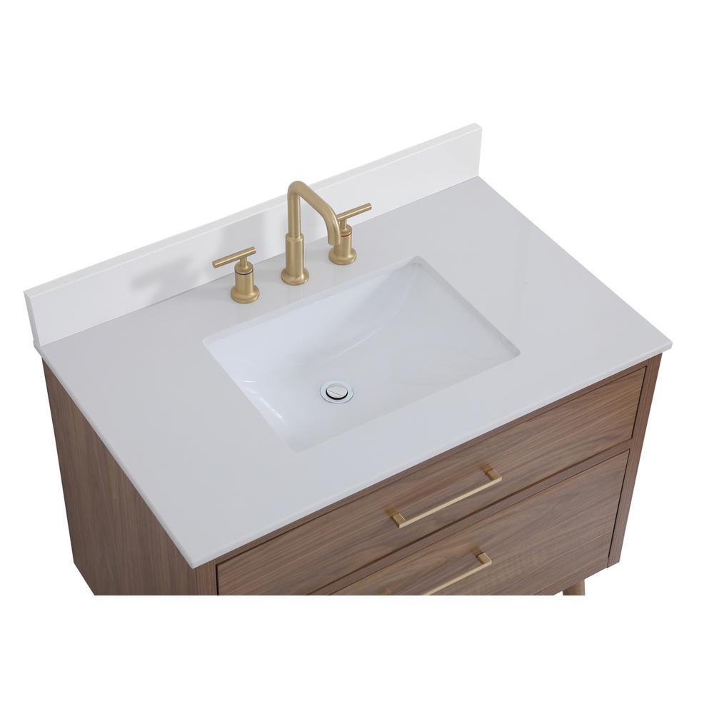 36 inch bathroom Vanity in Walnut Brown with Backsplash. Picture 10