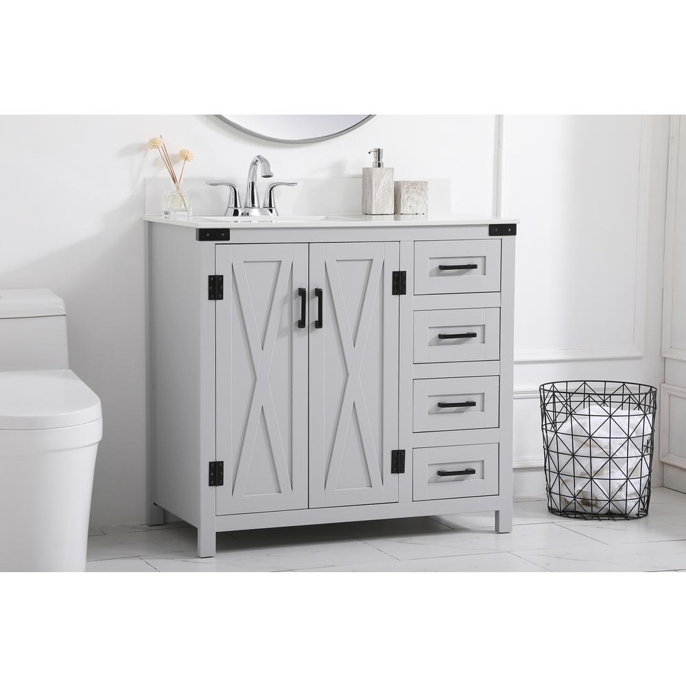 36 inch bathroom Vanity in Grey with Backsplash. Picture 2