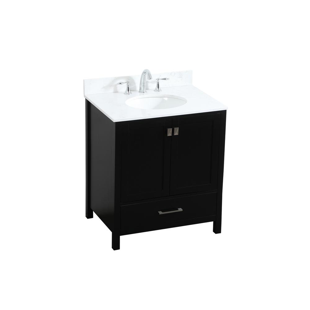 30 inch Single bathroom vanity in black with backsplash. Picture 8
