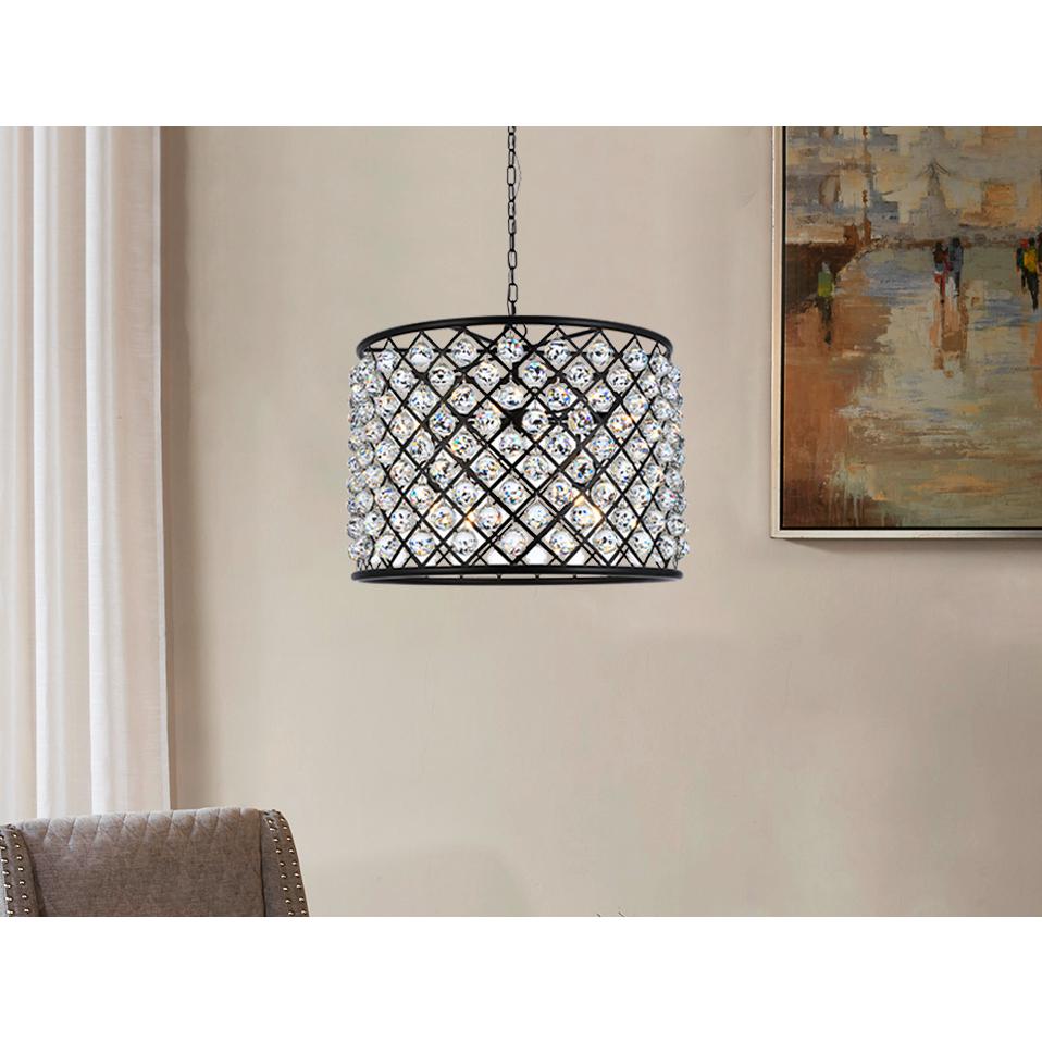 Madison 8 light Matte Black Chandelier Clear Royal Cut Crystal. Picture 7