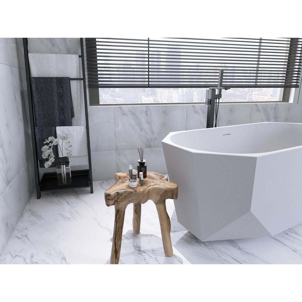59 inch soaking diamond style bathtub in glossy white. Picture 6