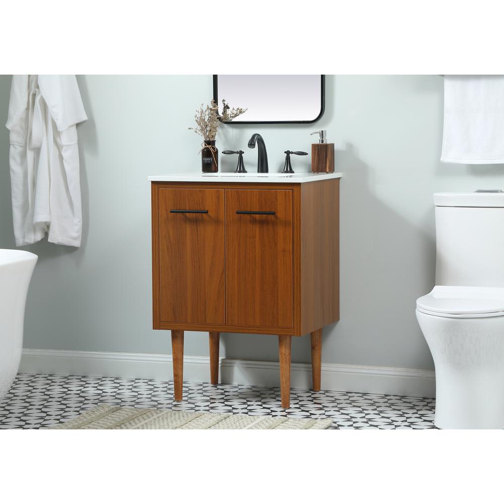 24 inch Single bathroom vanity in teak. Picture 2
