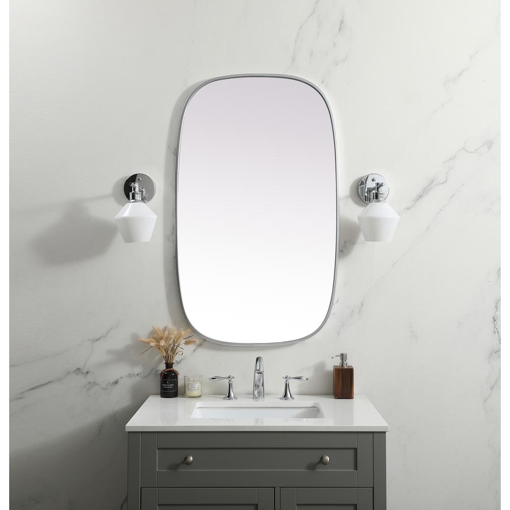 Metal Frame Oval Mirror 24x40 Inch in Silver. Picture 11