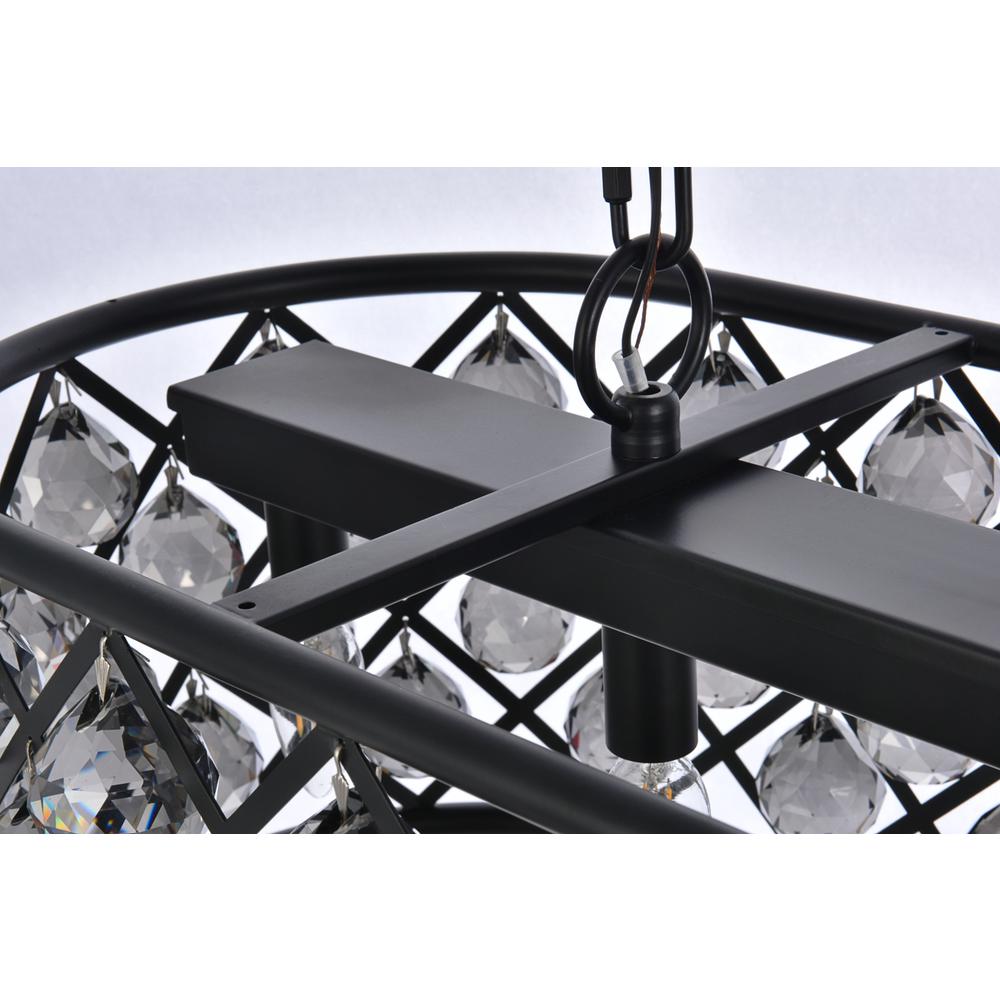 Madison 6 light Matte Black Chandelier Silver Shade (Grey) Royal Cut Crystal. Picture 4