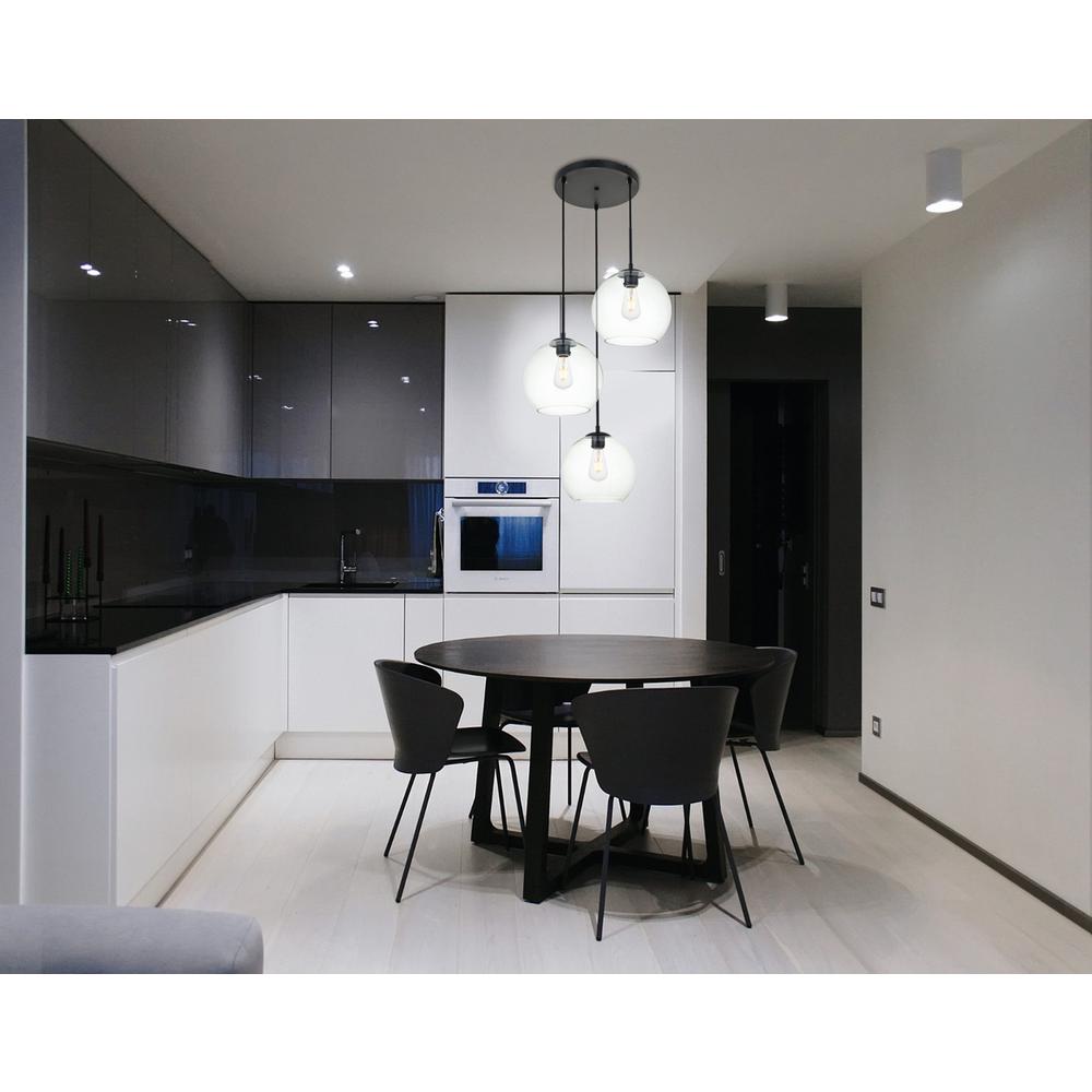 Baxter 3 Lights Black Pendant With Clear Glass. Picture 6