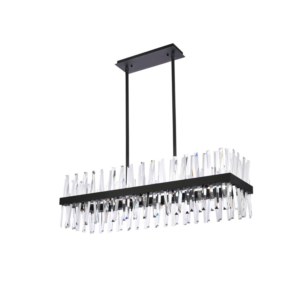 Serephina 42 inch crystal rectangle chandelier light in black. Picture 6