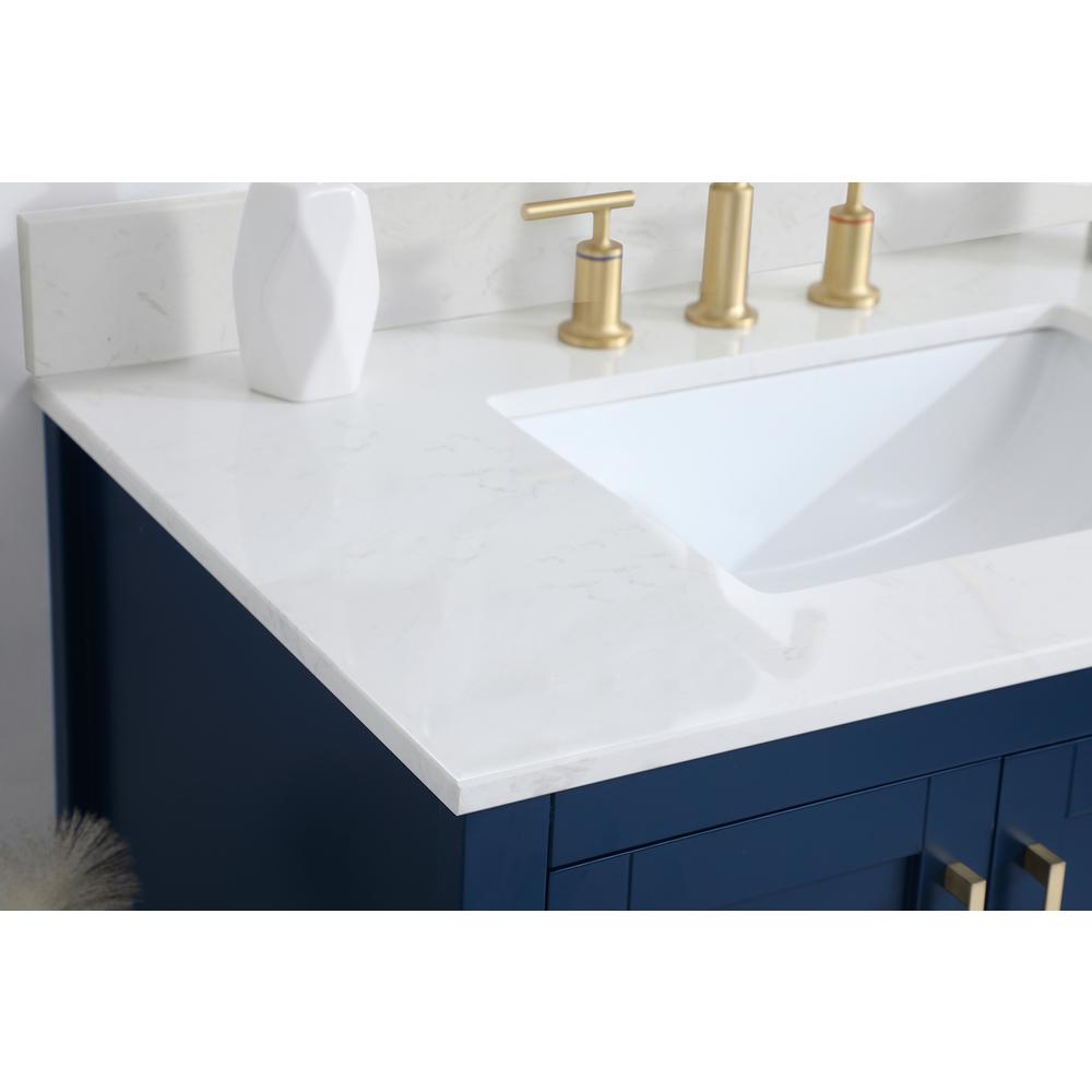 36 inch Single Bathroom Vanity in Blue with Backsplash. Picture 5