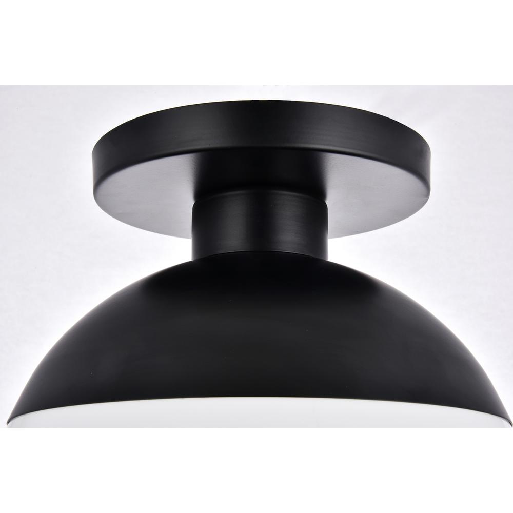 Eclipse 1 Light Black Flush Mount With Frosted White Glass. Picture 4