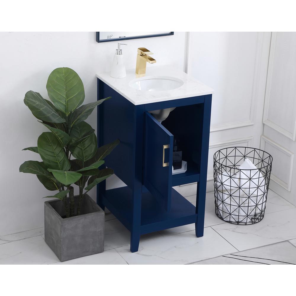 18 inch Single Bathroom Vanity in Blue. Picture 3