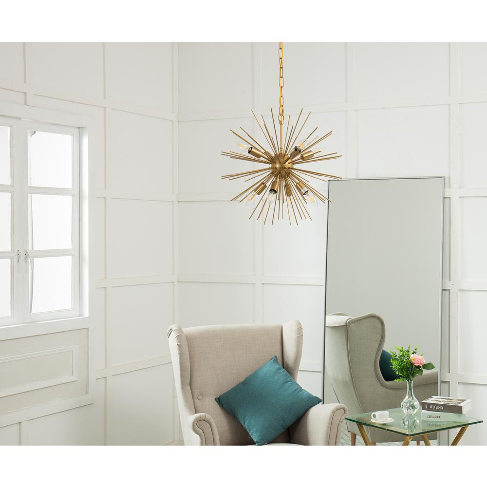 Timber 8 light Brass pendant. Picture 12