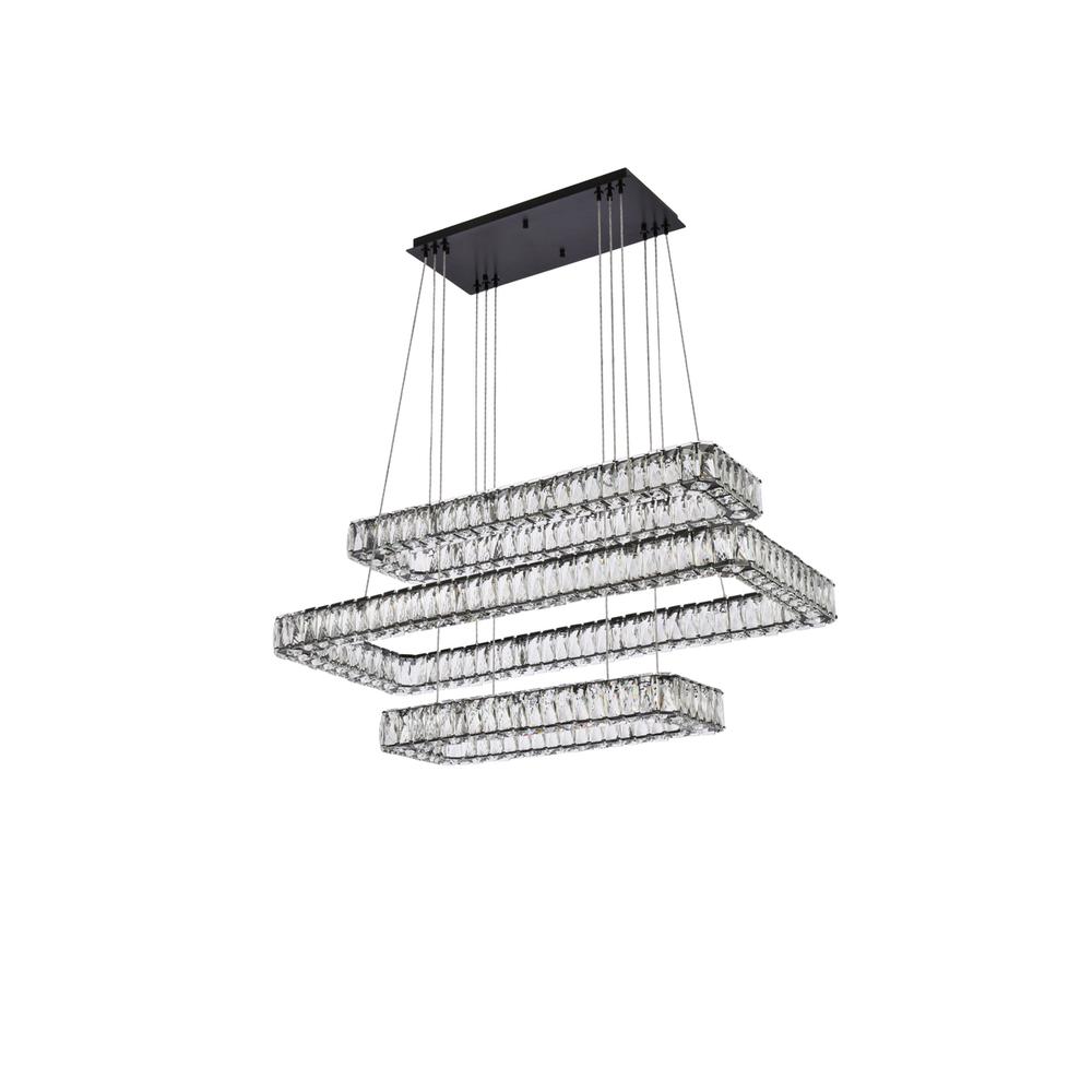 Monroe 42 inch LED triple rectangle pendant in black. Picture 6