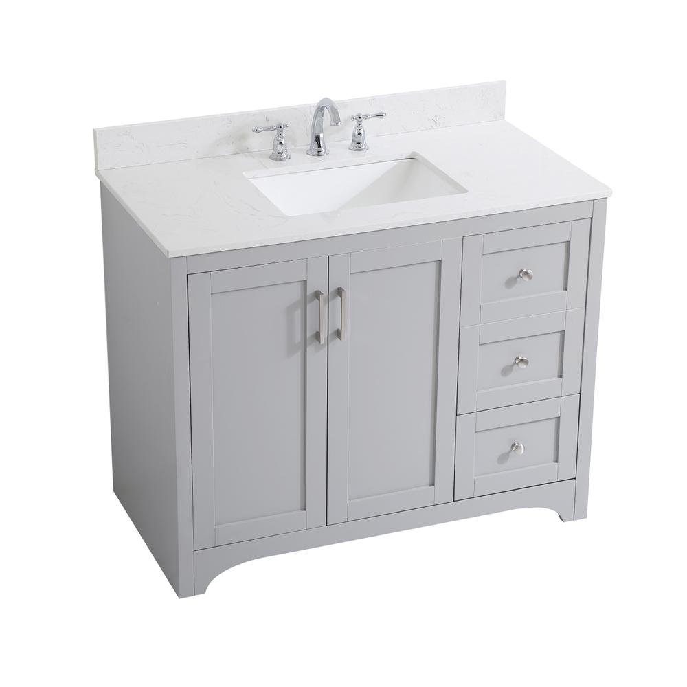 42 inch Single Bathroom Vanity in Grey with Backsplash. Picture 9