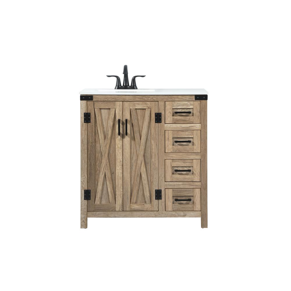 32 inch Single bathroom vanity in natural oak. Picture 1