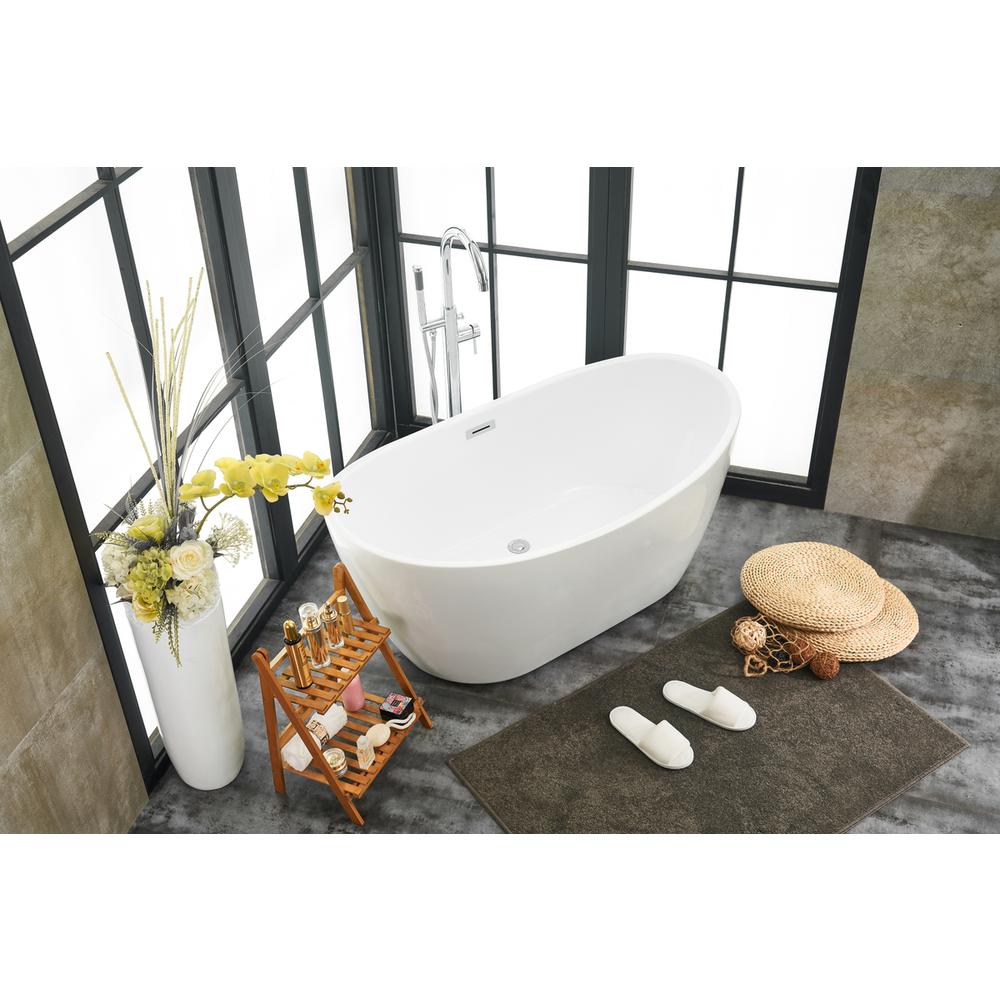 54 inch soaking double slipper bathtub in glossy white. Picture 4