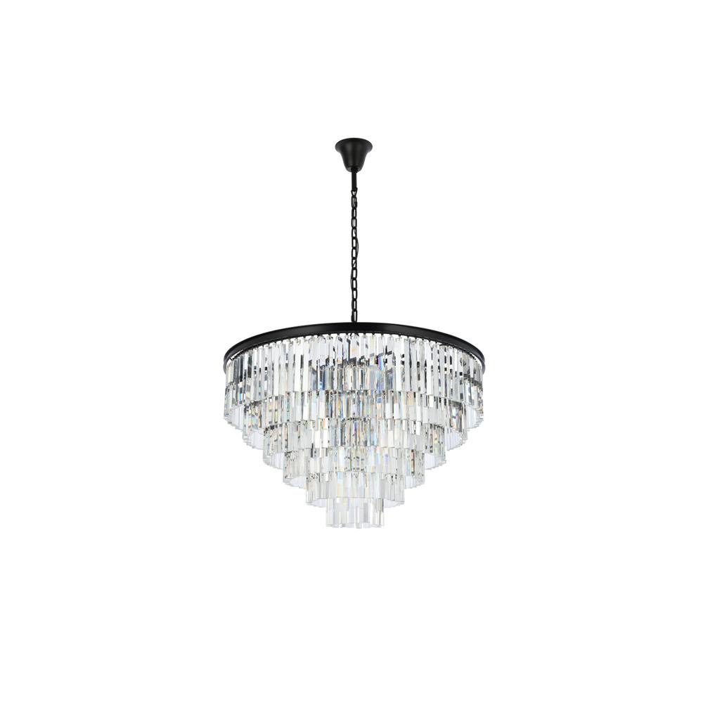 Sydney 33 light Matte Black Chandelier Clear Royal Cut Crystal. Picture 6