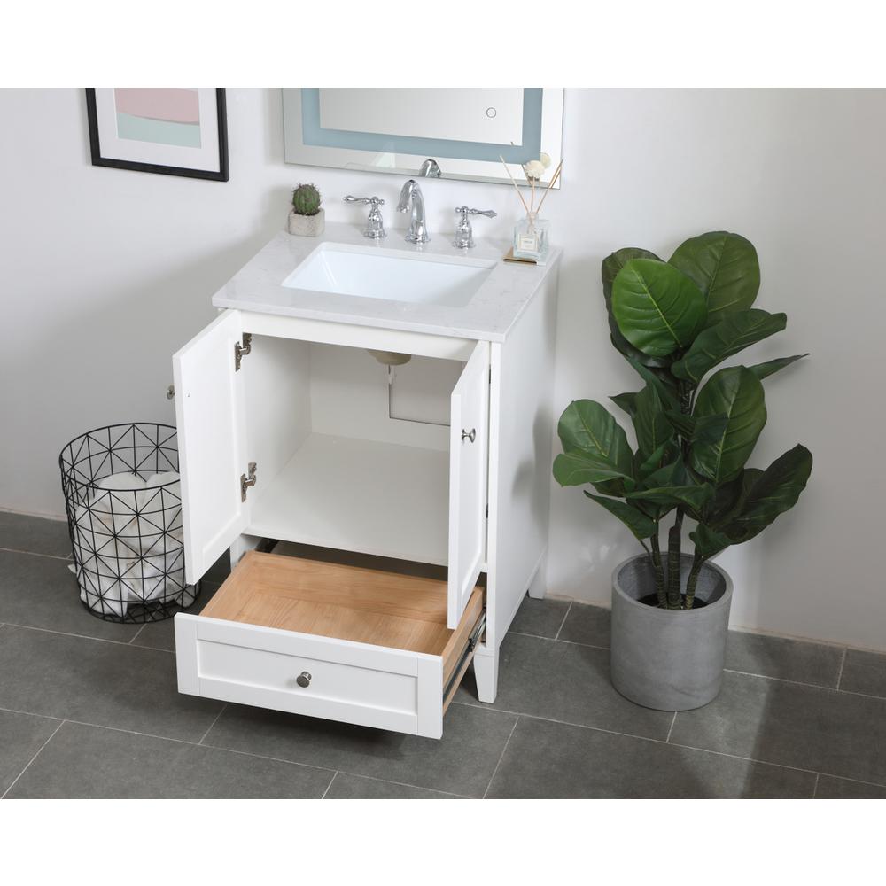 24 inch Single Bathroom Vanity in White. Picture 3
