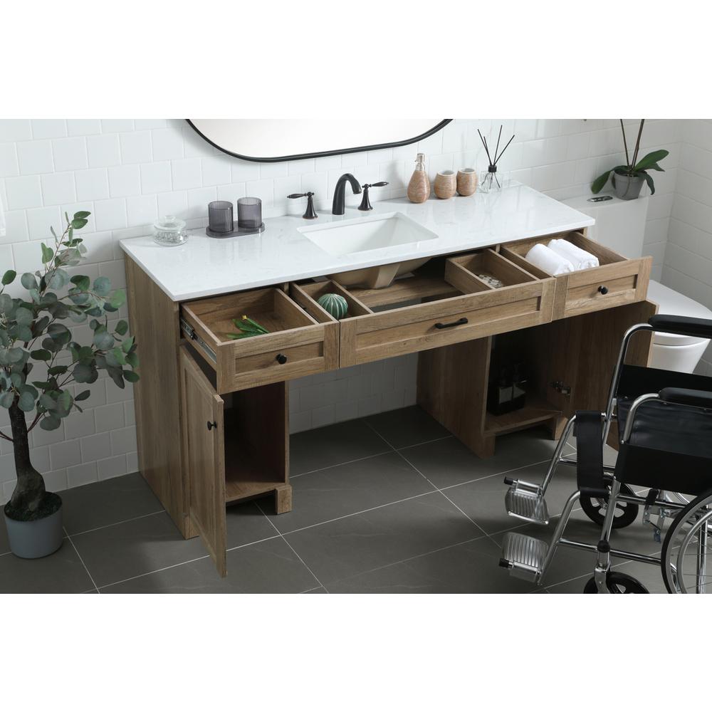 60 Inch ADA Compliant Bathroom Vanity In Natural Oak. Picture 3