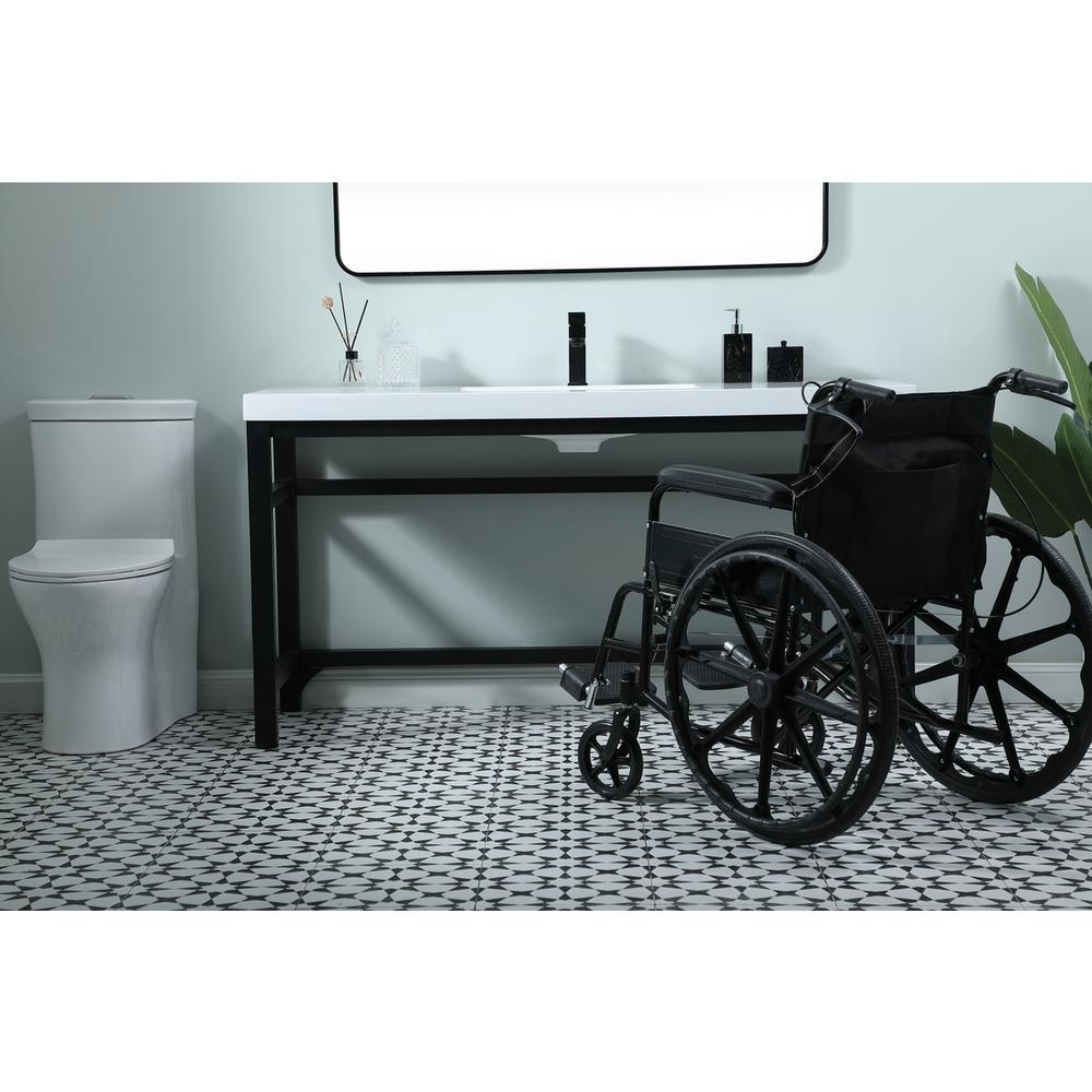 60 Inch ADA Compliant SIngle Bathroom Metal Vanity In Black. Picture 14